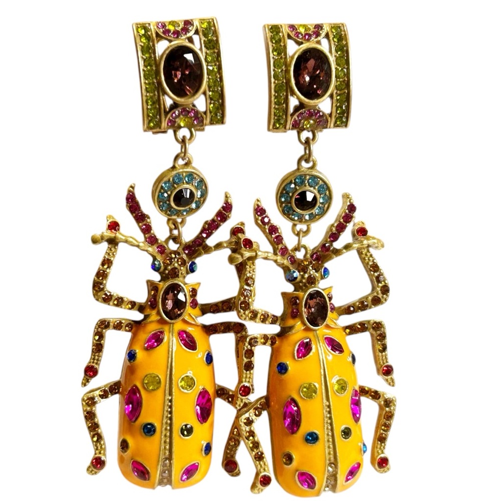 Fancy Heidi Daus Scarab Beetle Insect Pierced Earrings Omega Backs